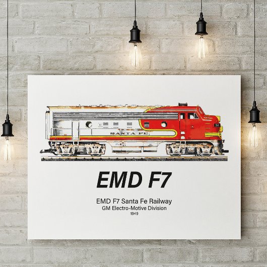 EMD F7 サンタフェ・ウォーボンネット ディーゼル機関車 ポスター