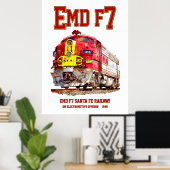 EMD F7 Santa Fe Warbonnet Diesel Locomotive. ポスター (ホームオフィス)