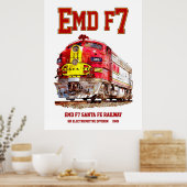 EMD F7 Santa Fe Warbonnet Diesel Locomotive. ポスター (キッチン)