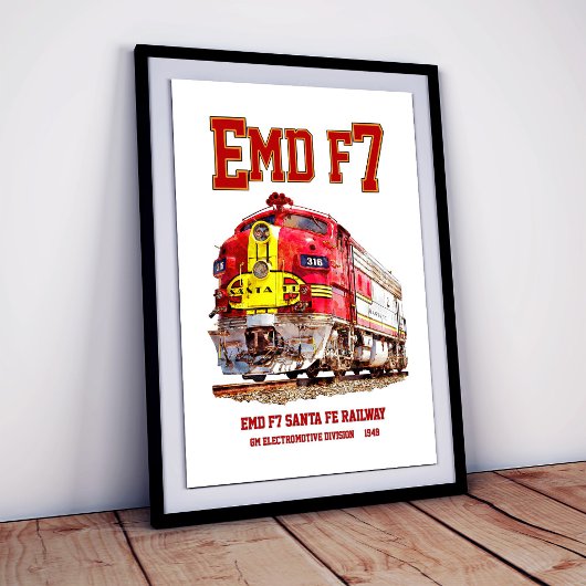 EMD F7 Santa Fe Warbonnet Diesel Locomotive. ポスター