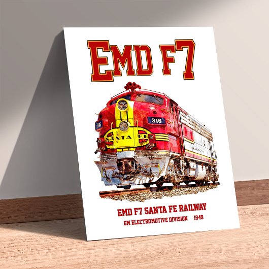 EMD F7 Santa Fe Warbonnet Diesel Locomotive. ポスター