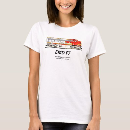 EMD F7 Santa Fe Warbonnet Diesel Locomotive. Tシャツ (正面)