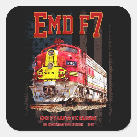 EMD F7 Santa Fe Warbonnet with American Flag. スクエアシール (正面)