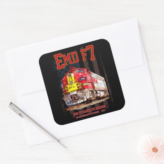 EMD F7 Santa Fe Warbonnet with American Flag. スクエアシール (封筒)