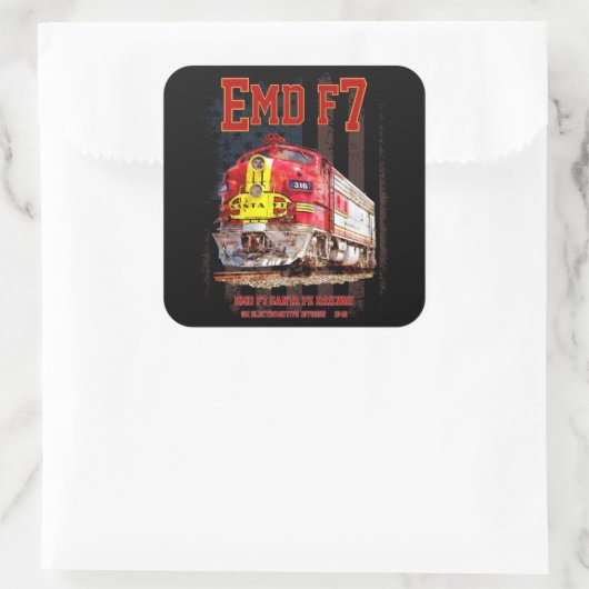 EMD F7 Santa Fe Warbonnet with American Flag. スクエアシール (バッグ)