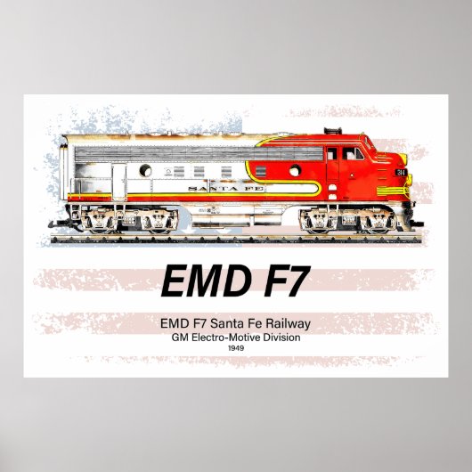 EMD F7 Santa Fe Warbonnet with American Flag. ポスター (正面)