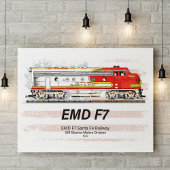EMD F7 Santa Fe Warbonnet with American Flag. ポスター