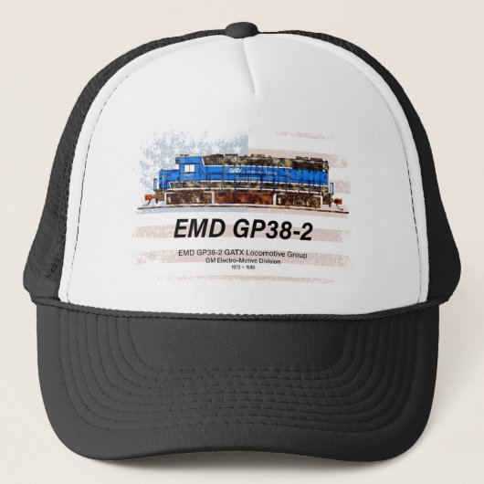 EMD GP38-2ディーゼル機関車とアメリカ国旗 キャップ (正面)