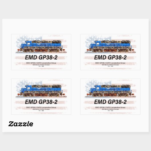 EMD GP38-2ディーゼル機関車とアメリカ国旗 長方形シール (シート)