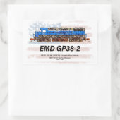 EMD GP38-2ディーゼル機関車とアメリカ国旗 長方形シール (バッグ)