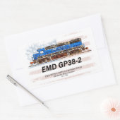 EMD GP38-2ディーゼル機関車とアメリカ国旗 長方形シール (封筒)