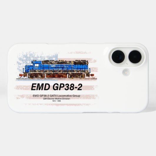 EMD GP38-2ディーゼル機関車とアメリカ国旗 Case-Mate iPhoneケース (裏面 (横))