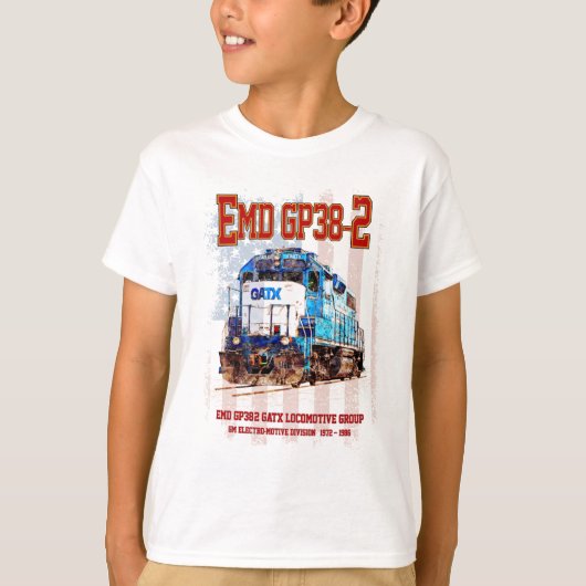 EMD GP38-2ディーゼル機関車とアメリカ国旗 Tシャツ (正面)