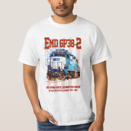 EMD GP38-2ディーゼル機関車とアメリカ国旗 Tシャツ