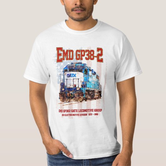 EMD GP38-2ディーゼル機関車とアメリカ国旗 Tシャツ (正面)