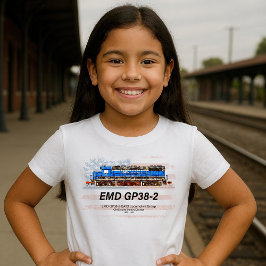 EMD GP38-2ディーゼル機関車とアメリカ国旗 Tシャツ
