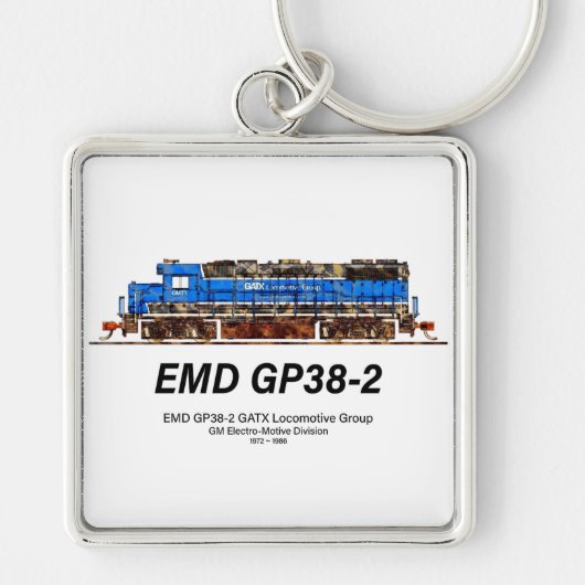 EMD GP38-2ディーゼル機関車GATX青と白 キーホルダー (正面)