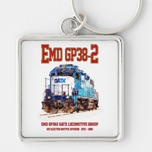 EMD GP38-2ディーゼル機関車GATX青と白 キーホルダー (正面)