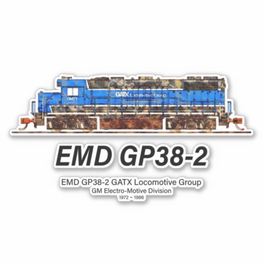 EMD GP38-2ディーゼル機関車GATX青と白 シール (正面)