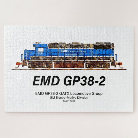 EMD GP38-2ディーゼル機関車GATX青と白 ジグソーパズル (横)