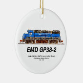 EMD GP38-2ディーゼル機関車GATX青と白 セラミックオーナメント (右)