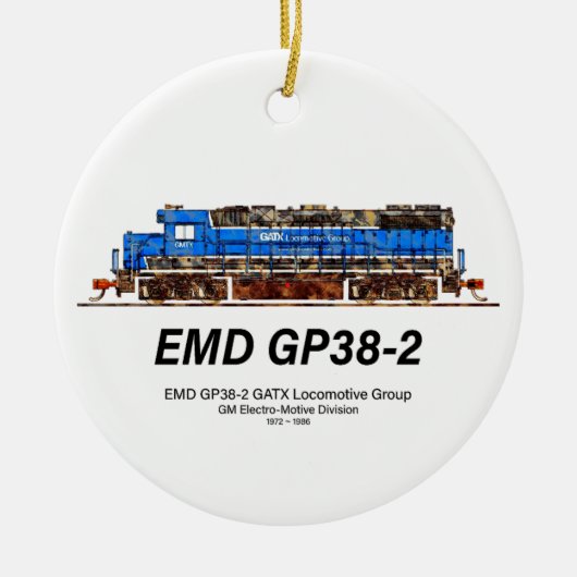 EMD GP38-2ディーゼル機関車GATX青と白 セラミックオーナメント (正面)