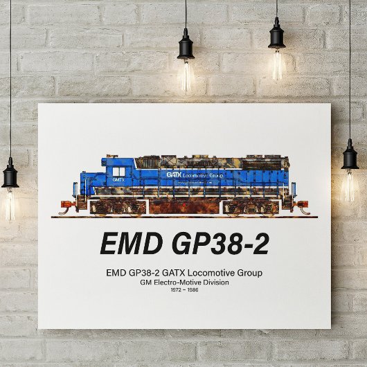 EMD GP38-2ディーゼル機関車GATX青と白 フォトプリント           