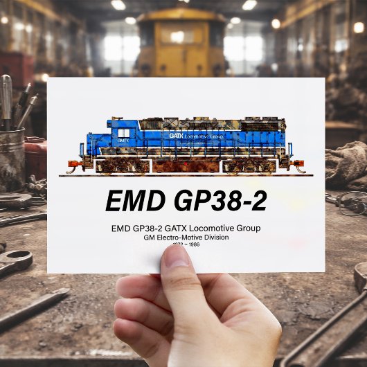 EMD GP38-2ディーゼル機関車GATX青と白 ポストカード