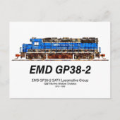 EMD GP38-2ディーゼル機関車GATX青と白 ポストカード (正面)