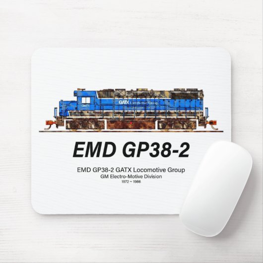 EMD GP38-2ディーゼル機関車GATX青と白 マウスパッド (マウス)