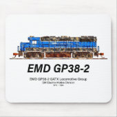 EMD GP38-2ディーゼル機関車GATX青と白 マウスパッド (正面)