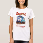 EMD GP38-2ディーゼル機関車GATX青と白 Tシャツ (正面)