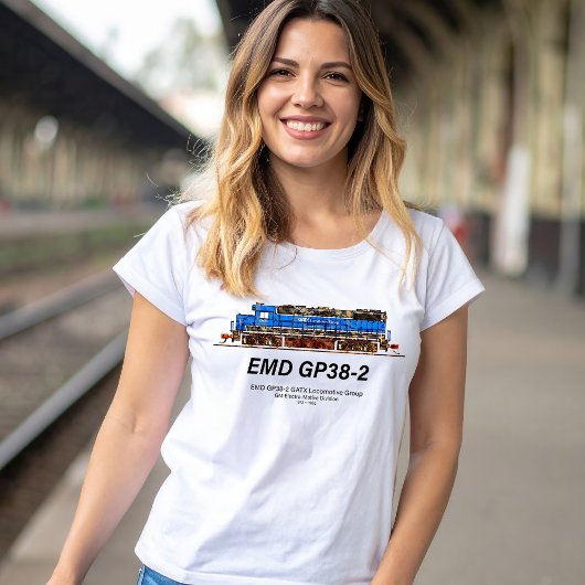 EMD GP38-2ディーゼル機関車GATX青と白 Tシャツ