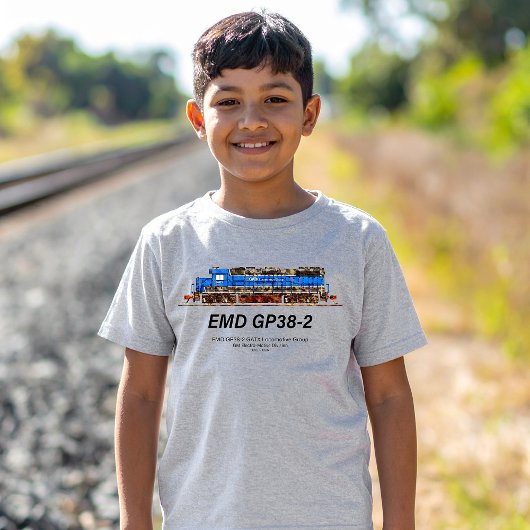 EMD GP38-2ディーゼル機関車GATX青と白 Tシャツ