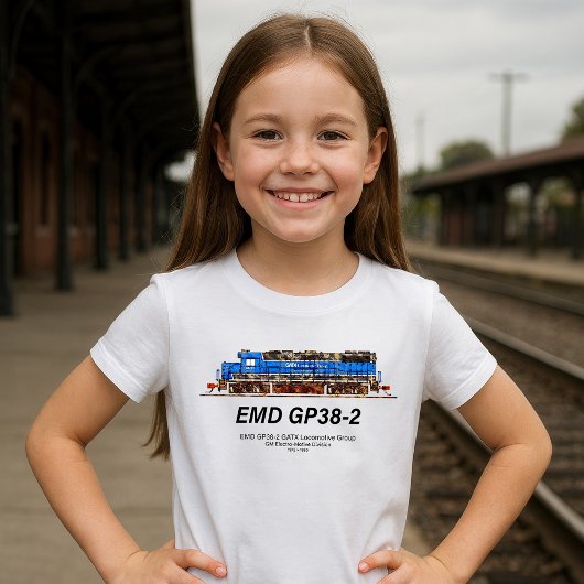 EMD GP38-2ディーゼル機関車GATX青と白 Tシャツ