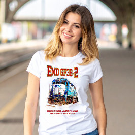EMD GP38-2ディーゼル機関車GATX青と白 Tシャツ
