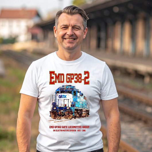 EMD GP38-2ディーゼル機関車GATX青と白 Tシャツ