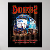 EMD GP38-2 ディーゼル機関車とアメリカ国旗 ポスター (正面)