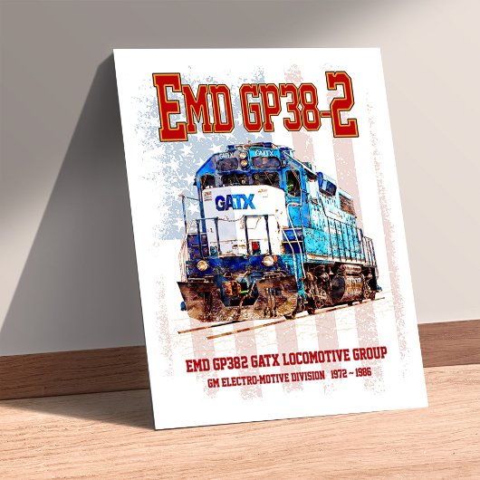 EMD GP38-2 ディーゼル機関車とアメリカ国旗 ポスター