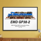EMD GP38-2 ディーゼル機関車 GATX ブルー&ホワイト ポスター