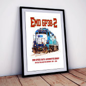 EMD GP38-2 Diesel Locomotive and American flag ポスター