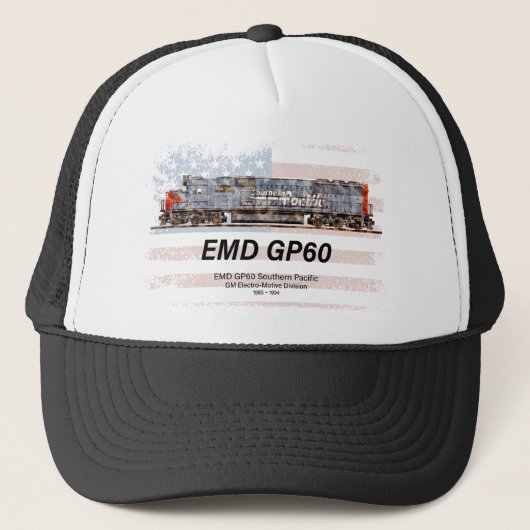 EMD GP60ディーゼル機関車とアメリカ国旗 キャップ (正面)