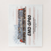 EMD GP60ディーゼル機関車とアメリカ国旗 ジグソーパズル (縦)