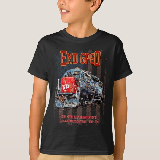 EMD GP60ディーゼル機関車とアメリカ国旗 Tシャツ (正面)