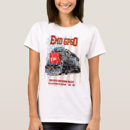 EMD GP60ディーゼル機関車とアメリカ国旗 Tシャツ