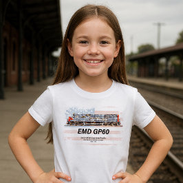 EMD GP60ディーゼル機関車とアメリカ国旗 Tシャツ