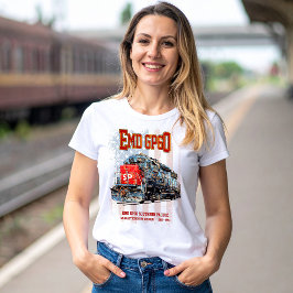 EMD GP60ディーゼル機関車とアメリカ国旗 Tシャツ