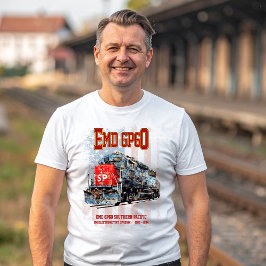 EMD GP60ディーゼル機関車とアメリカ国旗 Tシャツ