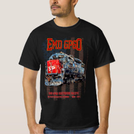 EMD GP60ディーゼル機関車とアメリカ国旗 Tシャツ