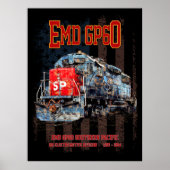 EMD GP60 ディーゼル機関車とアメリカ国旗 ポスター (正面)